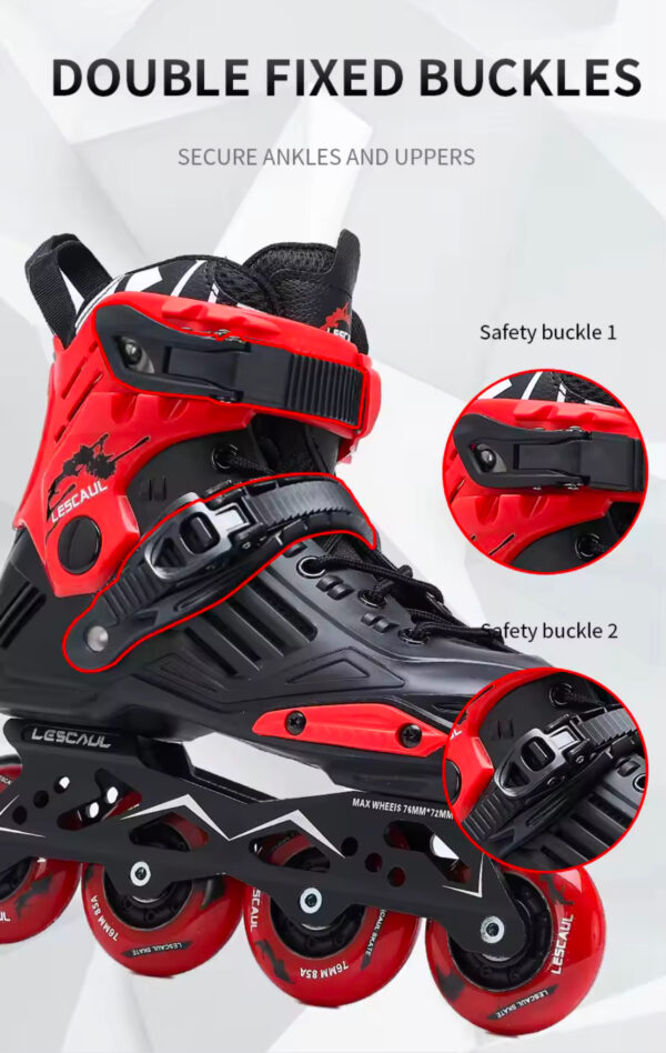 Professional In-line Roller Skates BLACK/RED - Image 3