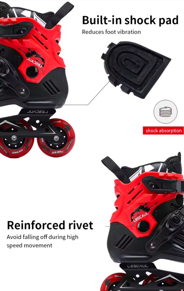 Professional In-line Roller Skates BLACK/RED - Image 4