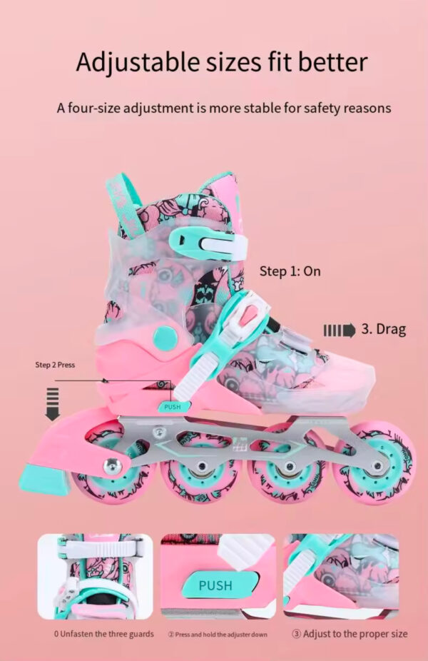 Kids In-line RollerSkates PINK - Image 3